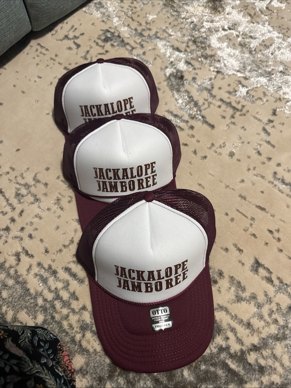 Jackalope Jamboree Mesh Trucker Hat - White & Maroon